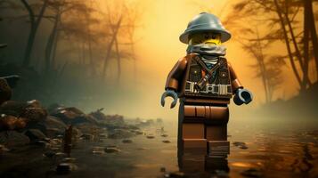 Lego personaje explorador un épico Lego mundo ai generativo foto