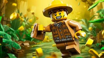 Lego personaje explorador un épico Lego mundo ai generativo foto