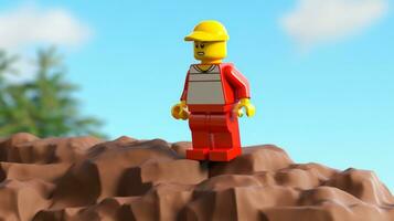 Lego personaje explorador un épico Lego mundo ai generativo foto