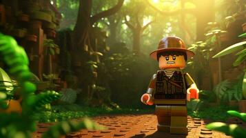 Lego personaje explorador un épico Lego mundo ai generativo foto