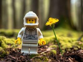 Lego personaje explorador un épico Lego mundo ai generativo foto