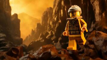 Lego personaje explorador un épico Lego mundo ai generativo foto