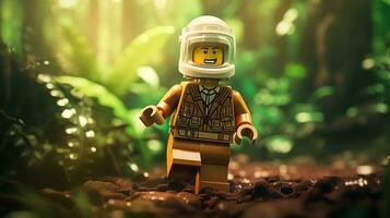 Lego personaje explorador un épico Lego mundo ai generativo foto