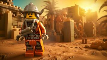 Lego personaje explorador un épico Lego mundo ai generativo foto