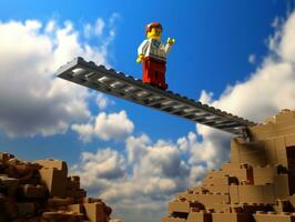 Lego personaje explorador un épico Lego mundo ai generativo foto