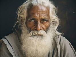 Old colored photo of a indian man from the early 1900s AI Generative