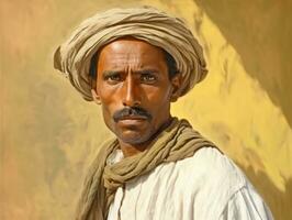 antiguo de colores foto de un indio hombre desde el temprano 1900 ai generativo
