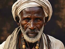 Old colored photo of a indian man from the early 1900s AI Generative