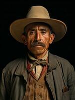 Old colored photo of a mexican man from the early 1900s AI Generative