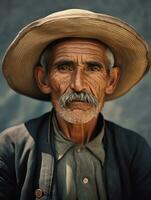 Old colored photo of a mexican man from the early 1900s AI Generative