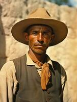 Old colored photo of a mexican man from the early 1900s AI Generative