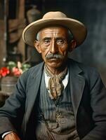 Old colored photo of a mexican man from the early 1900s AI Generative