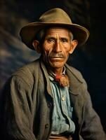 antiguo de colores foto de un mexicano hombre desde el temprano 1900 ai generativo