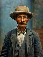 Old colored photo of a mexican man from the early 1900s AI Generative