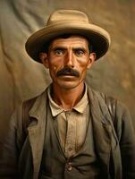 Old colored photo of a mexican man from the early 1900s AI Generative