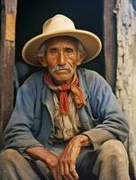 Old colored photo of a mexican man from the early 1900s AI Generative