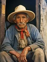 Old colored photo of a mexican man from the early 1900s AI Generative