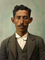 antiguo de colores foto de un mexicano hombre desde el temprano 1900 ai generativo