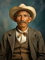 Old colored photo of a mexican man from the early 1900s AI Generative