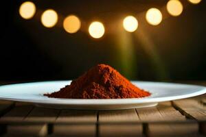 a pile of red chili powder on a plate. AI-Generated photo