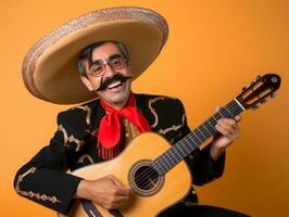 mexicano hombre en emocional dinámica actitud en sólido antecedentes ai generativo foto