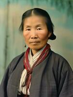 Old colored photo of a asian woman from the early 1900s AI Generative