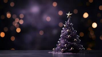 magic christmas lights in the form of christmas tree on dark silver background with copy space for text photo