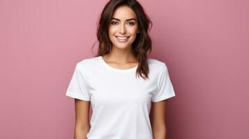 model woman wearing white t shirt photo