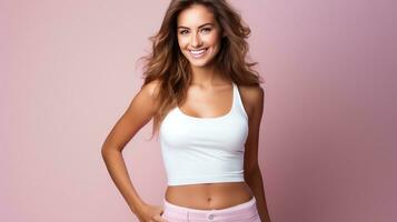 model woman wearing white t shirt photo