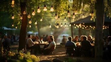 lights hanging, in the style of landscape-focused, celebration of rural life photo