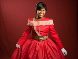 sonriente joven mujer de asiático descendencia vestido en elegante vestir ai generativo foto