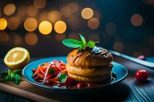 a plate with a sandwich and salad on it. AI-Generated photo