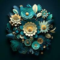 a paper cut out flower arrangement on a dark background AI Generative photo