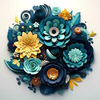 a colorful arrangement of paper flowers on a white background AI Generative photo