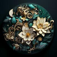 a paper cut out flower arrangement on a dark background AI Generative photo