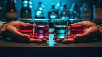 a laboratory technician takes a sample photo