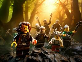 The epic quest of LEGO adventurers AI Generative photo