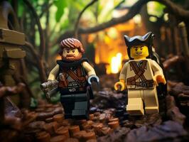 The epic quest of LEGO adventurers AI Generative photo