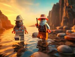 The epic quest of LEGO adventurers AI Generative photo