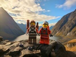 el épico búsqueda de Lego aventureros ai generativo foto