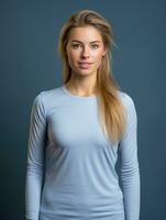 Young European woman dressed in sportswear clearly active and full of energy AI Generative photo