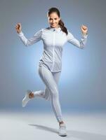 Young European woman dressed in sportswear clearly active and full of energy AI Generative photo