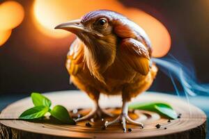 un pájaro con un largo cola y un largo pico. generado por ai foto