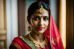 a beautiful indian bride in traditional attire. AI-Generated photo