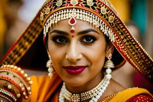 a woman in traditional indian attire. AI-Generated photo