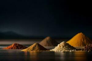 various spices and spices on a table. AI-Generated photo