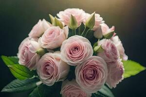 a bouquet of pink roses is shown in the sunlight. AI-Generated photo