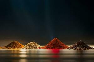 various spices and spices on a dark background. AI-Generated photo