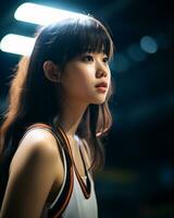 Beautiful basketball player with short hair and blunt bang AI Generative photo