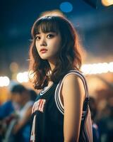 Beautiful basketball player with short hair and blunt bang AI Generative photo